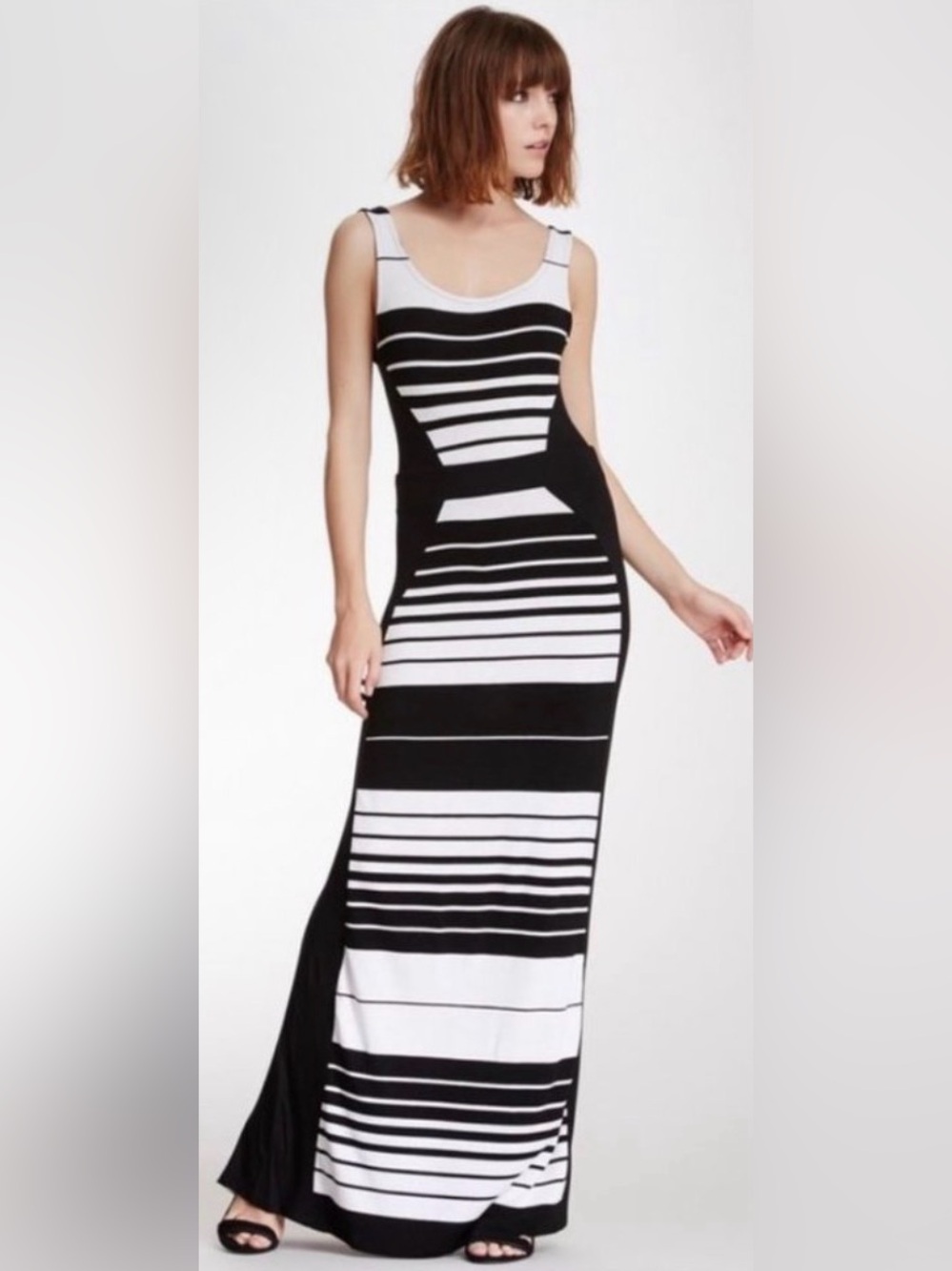 Fraiche by J Black & White Striped Sleeveless Maxi Dress *NWOT